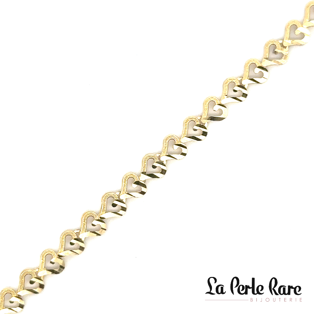 Bracelet coeurs, or jaune 10 carats - LPR-2503-8 - Exclusivité