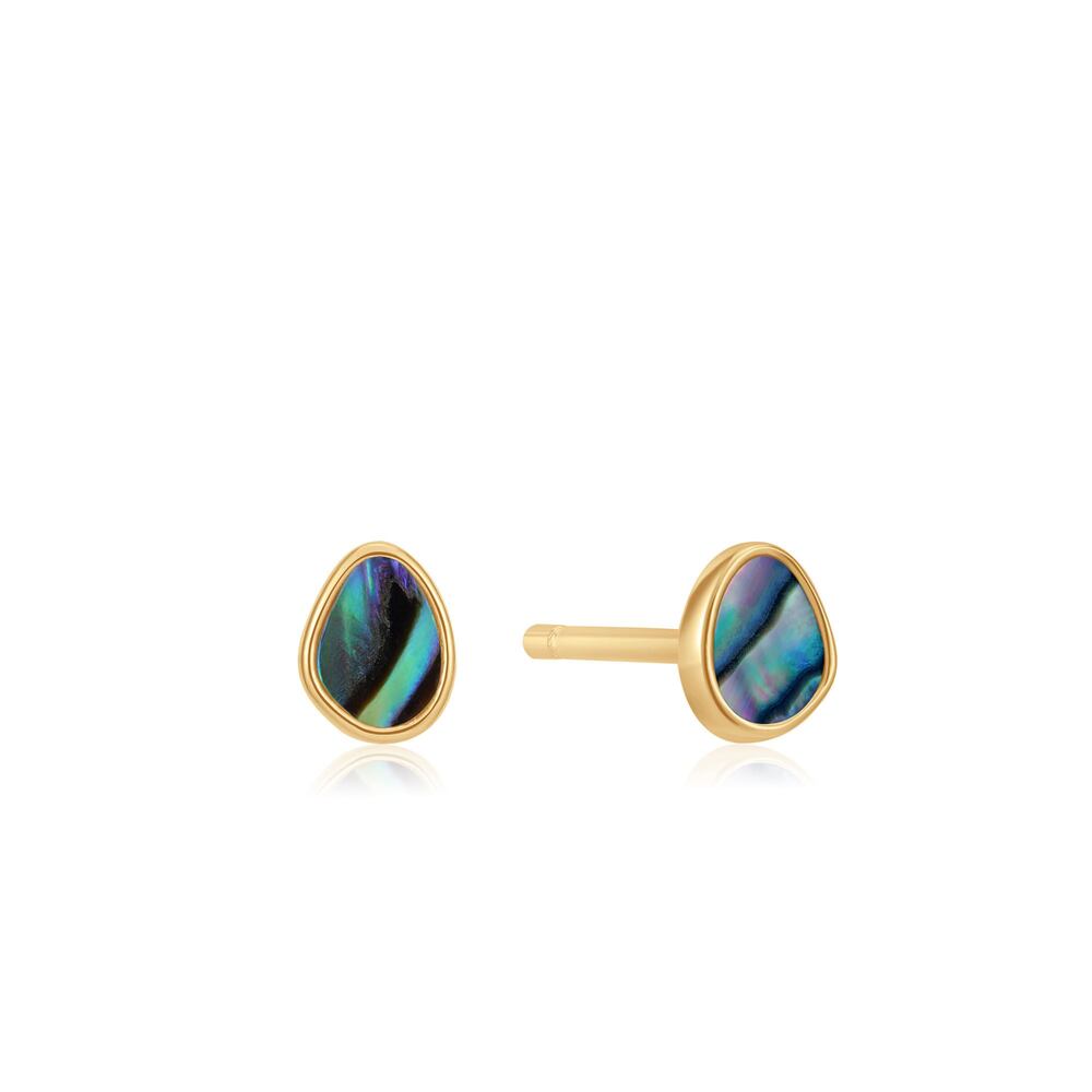 Stud earrings in gold-plated silver with abalone mother-of-pearl - E027-04G - Ania Haie