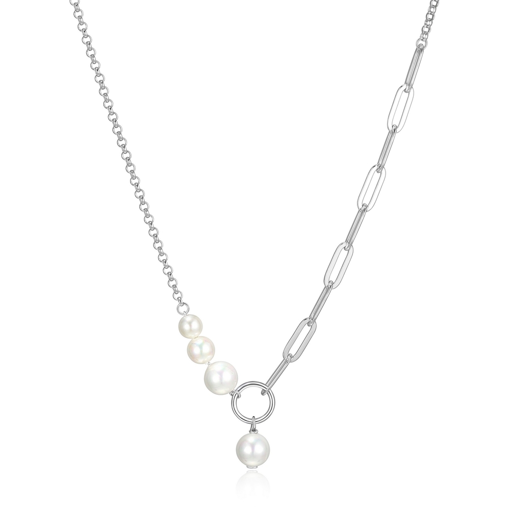 Collier argent rhodié, perles - R0LBKKBG44 - Elle