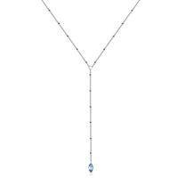 Collier en acier verre bleu 15 + 2 po - T0XD910115 - Steelx