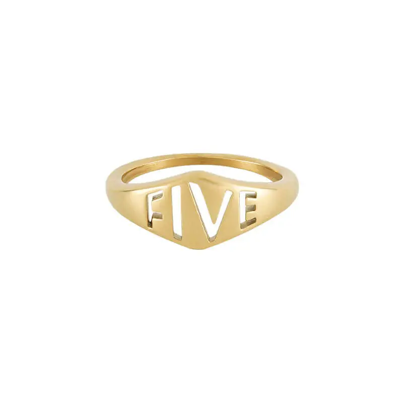 Bague Romb5, acier doré - FJ6056-7 - FIVE JWLRY