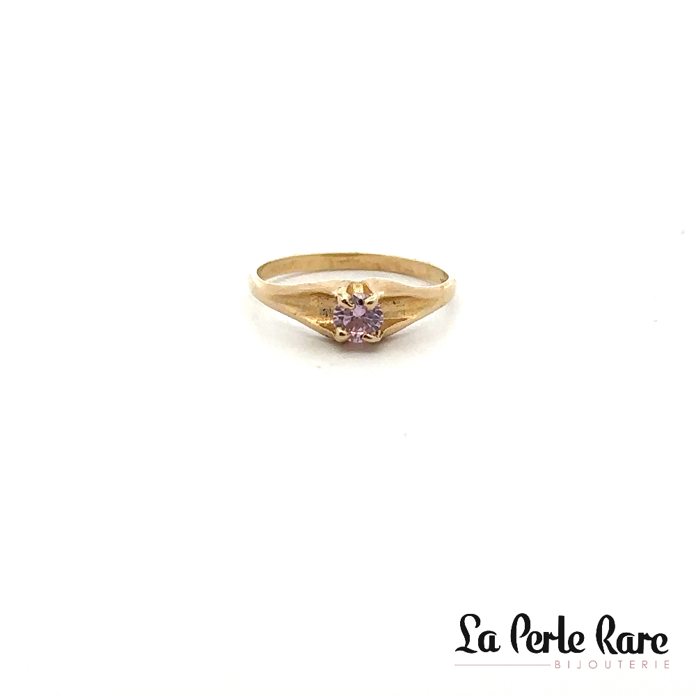 10K Yellow Gold Ring, Pink Zircon for Kids - LPR-1062 - Exclusivity