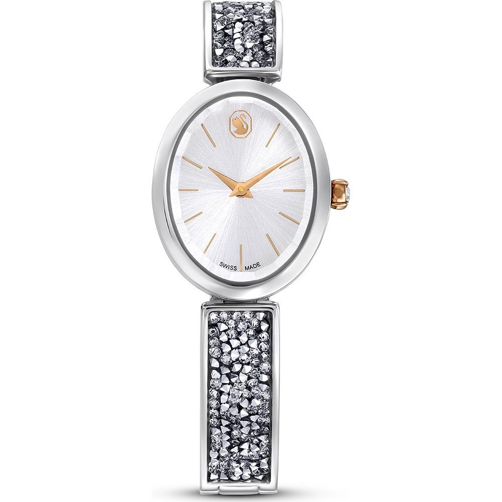 Montre métal 2 tons (blanc/rose), cristaux gris - 5656878 - Swarovski