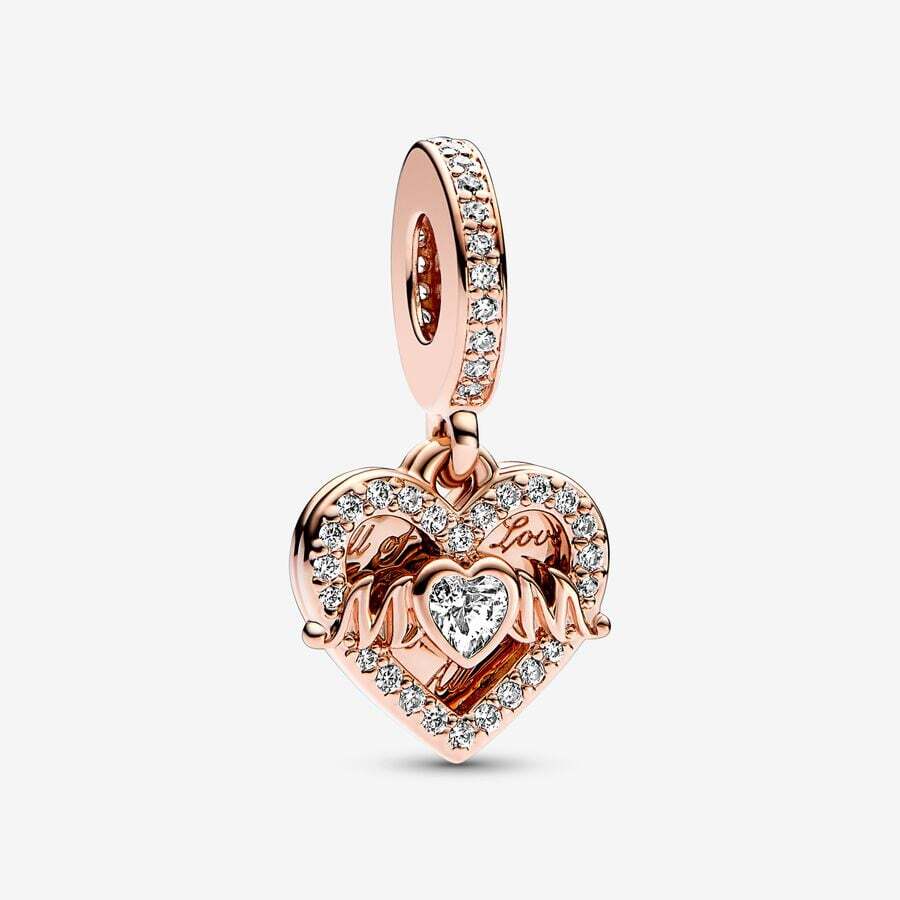 Bille coeur et maman, pandora rose, zircons - 789402C01 - Pandora