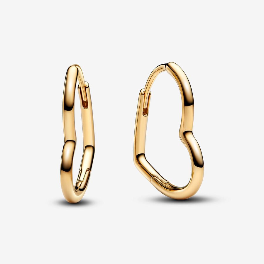 Heart hoops in unique metal plated with 14k gold - 268307C00 - Pandora