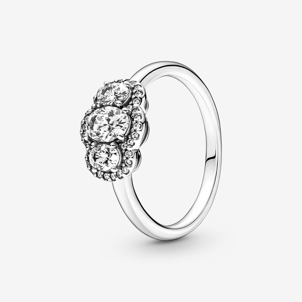 Bague vintage à trois pierres, argent, zircons - 190049C01-52 - Pandora