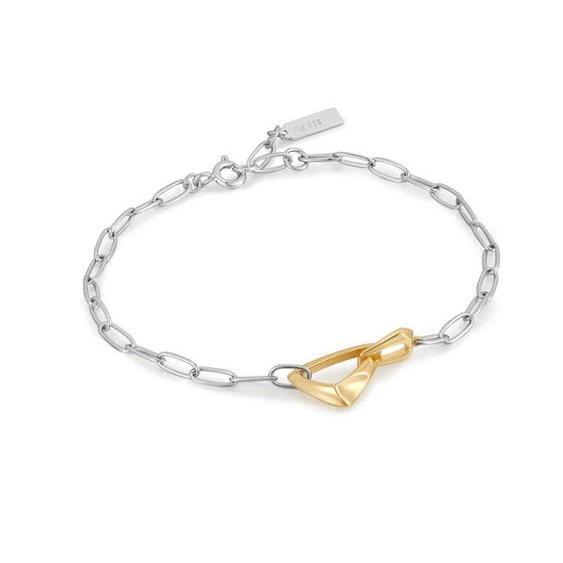 Two-Tone (White/Yellow) Silver Bracelet - B049-02T - Ania Haie