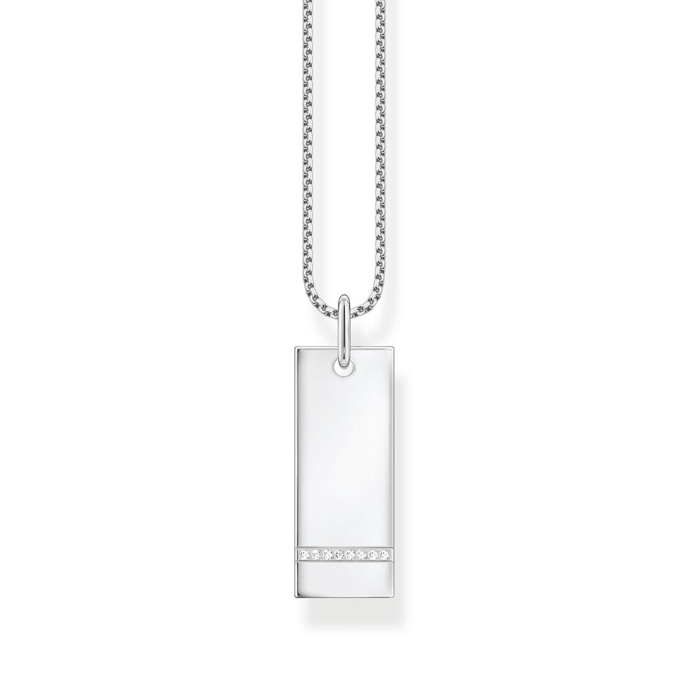 Pendentif rectangulaire, argent, zircons