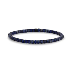 Bracelet extensible, acier inoxydable noir, sodalite bleue - AS-B390-M - Arz Steel