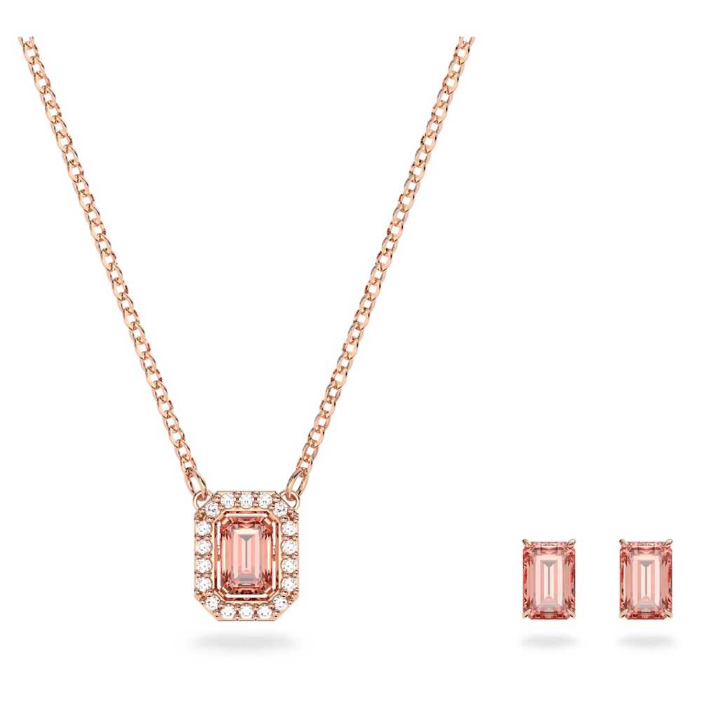 Ensemble collier/bo métal rosé, cristaux blancs/roses - 5620548 - Swarovski