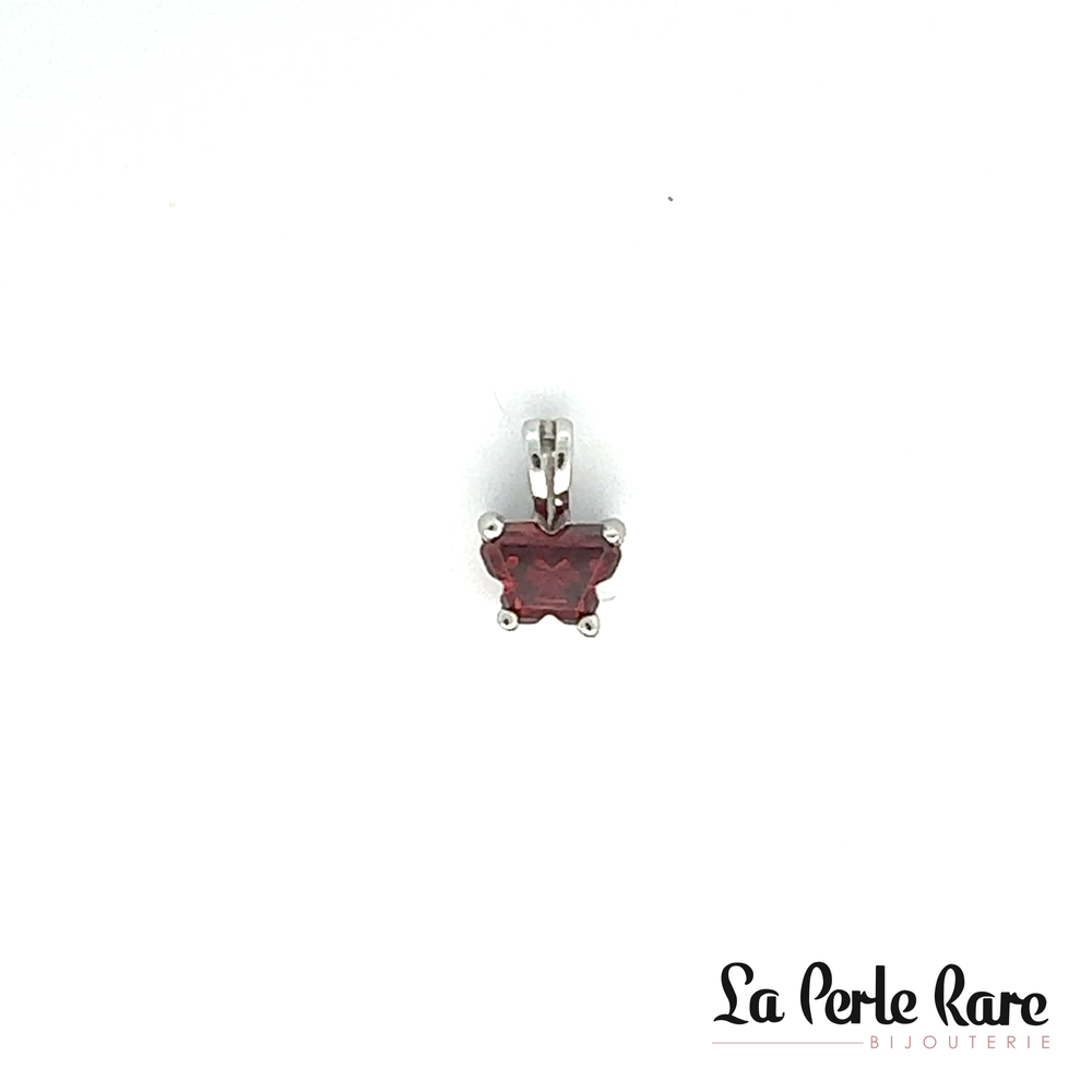 Pendentif argent, janvier, zircon rouge