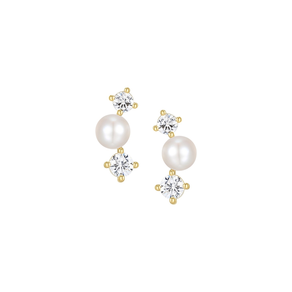 Bo fixes argent doré, perles 4 mm, zircons - 32ATWG9700 - Reign By Paj