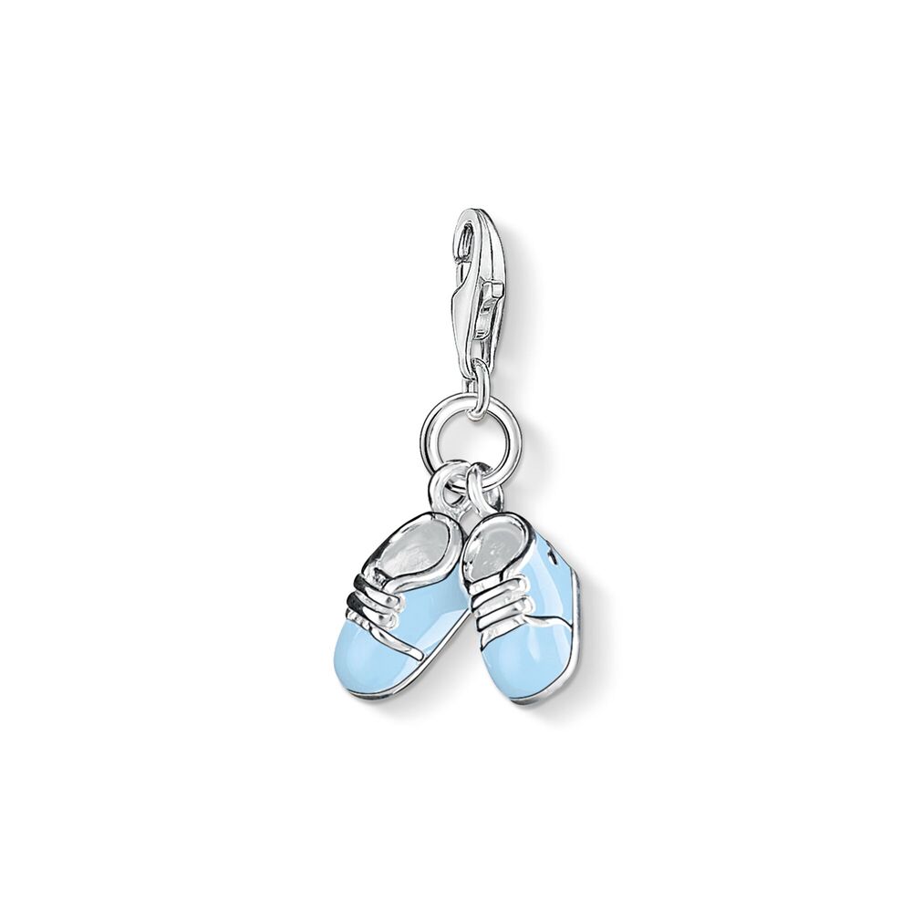 Pendentif charm chaussures bébé bleu 