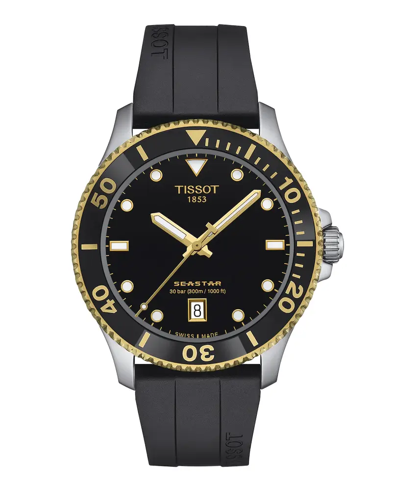 Montre silicone noir, acier 2 tons (noir/jaune), fond noir - T120.410.27.051.00 - Tissot