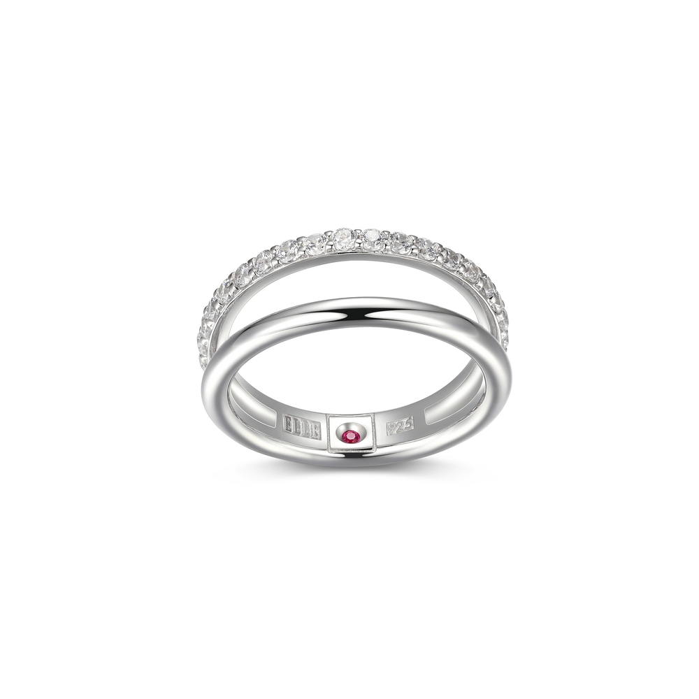 Rhodium-plated silver ring with cubic zirconia - R4LAG800A8 - Elle