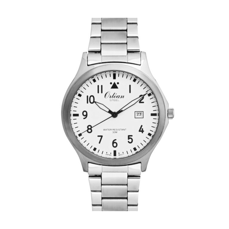 Montre acier, fond blanc - ME3527 - Orlean