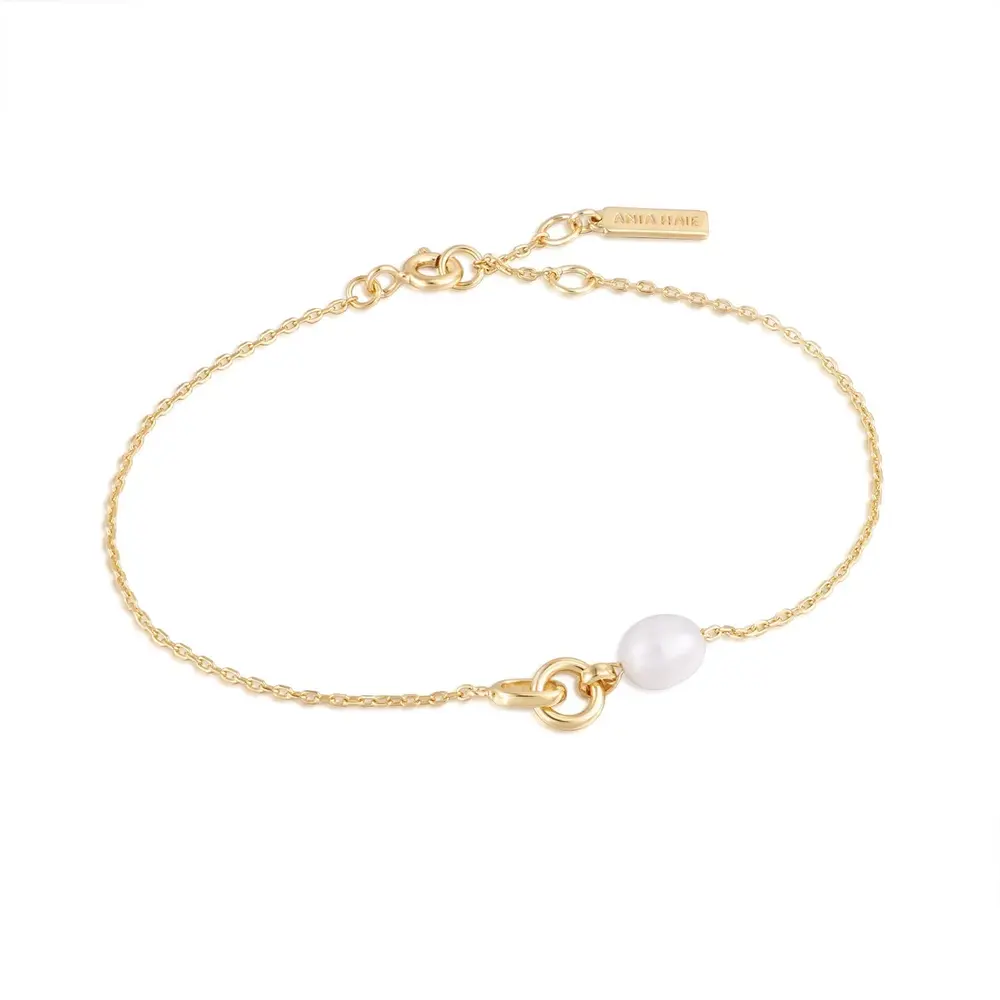  Gold-silver bracelet, pearl - B043-01G - Ania Haie