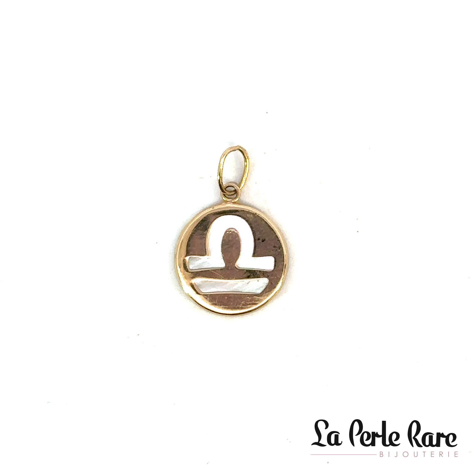 Yellow gold Libra pendant, mother-of-pearl - LPR-BALANCE - Exclusivity