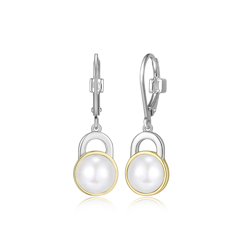 Bo pendantes argent 2 tons (blanc/jaune), perles - R2LCQ64503 - Elle