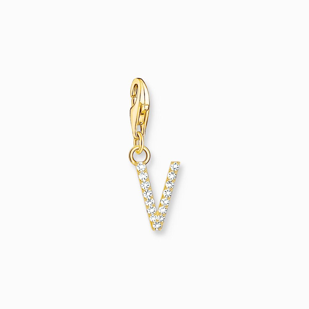 Charm lettre v, argent doré, zircons - 1985-414-14 - Thomas Sabo