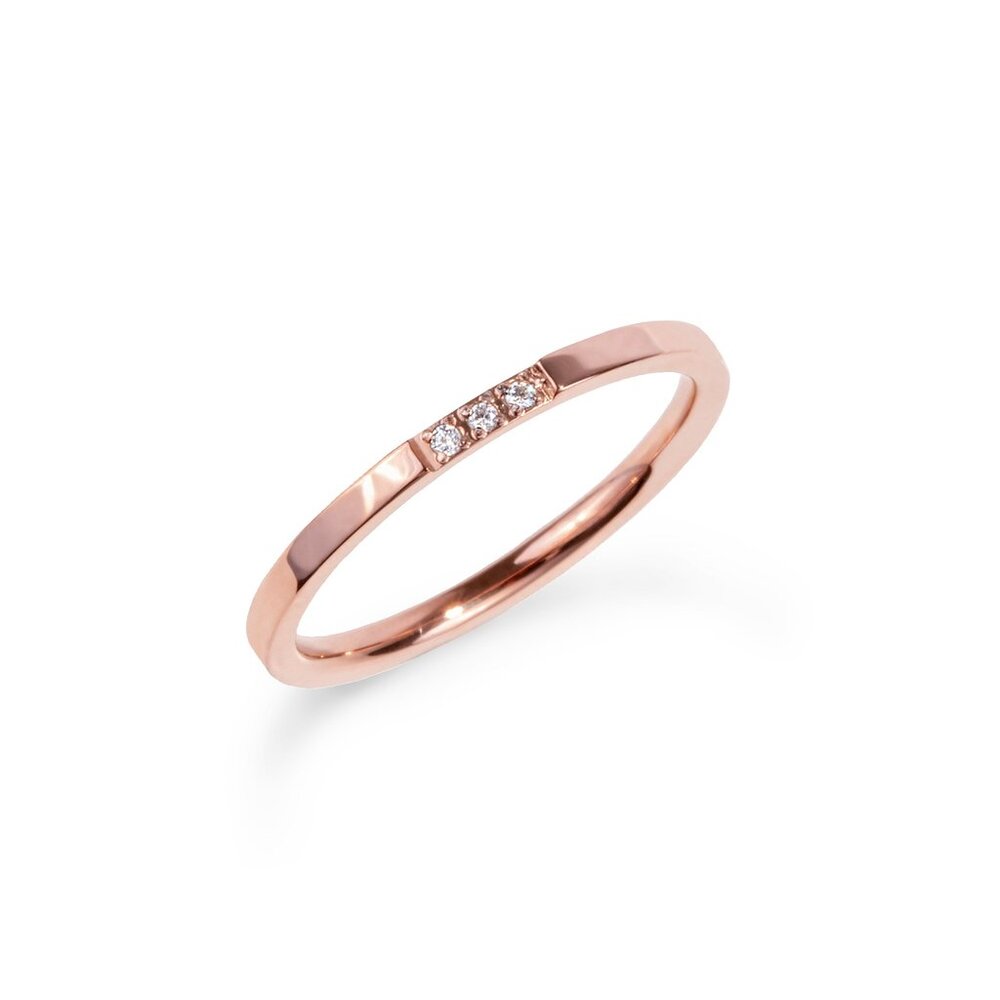 Bague pure en acier inoxydable couleur rosé et cz - T120R002DORO-5 - Mia