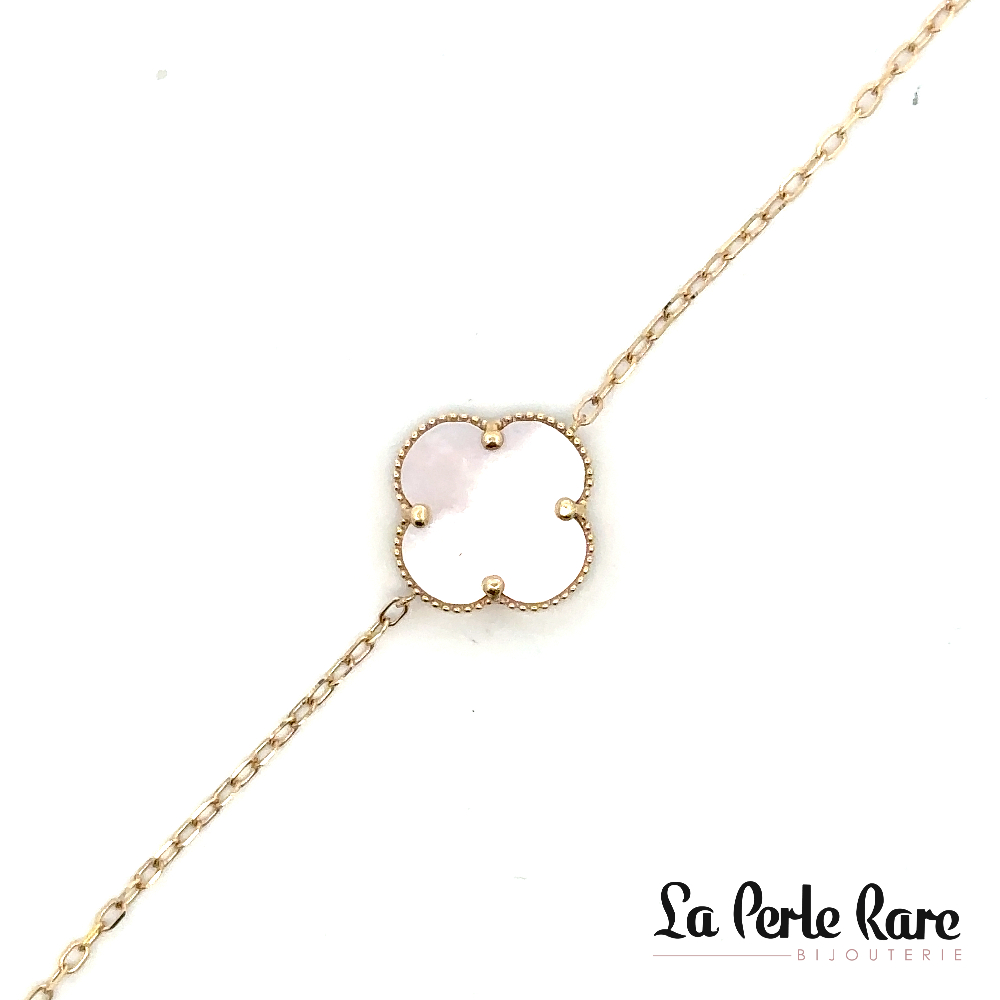 Bracelet or jaune 10 carats, nacre de perle rosé - LPR-2406-8 - Exclusivités