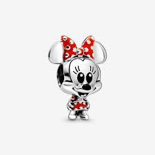 Bille disney, minnie en robe et boucle à pois, argent, émaux mixtes