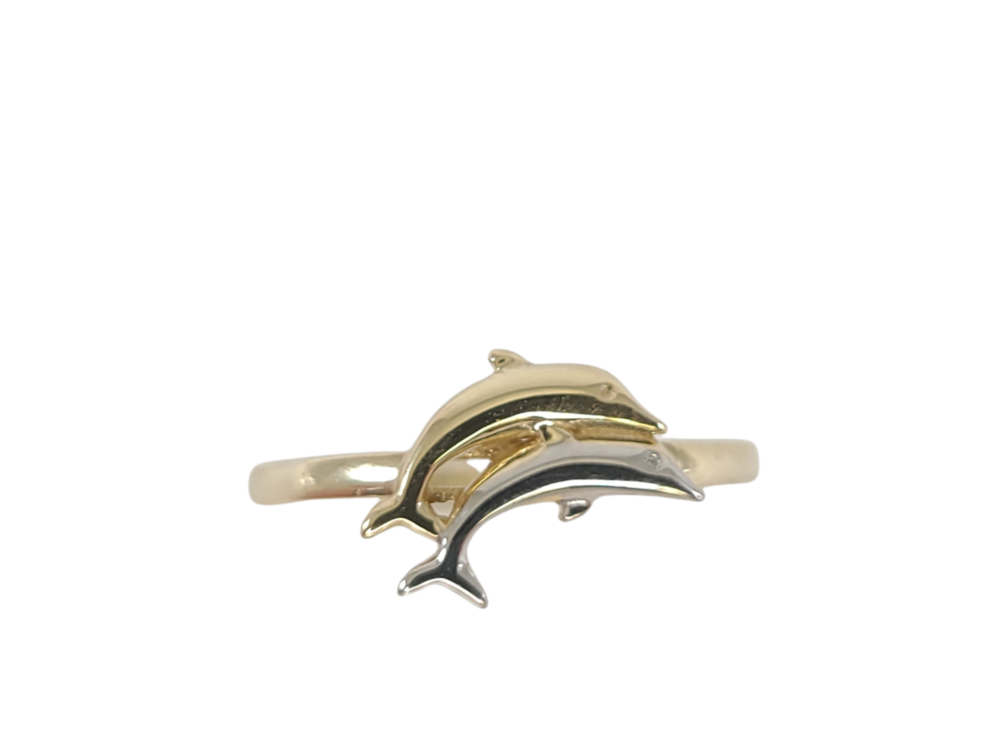 Bague dauphins, or 2 tons (jaune/blanc) 10 carats - RMDC0116472T - Exclusivités