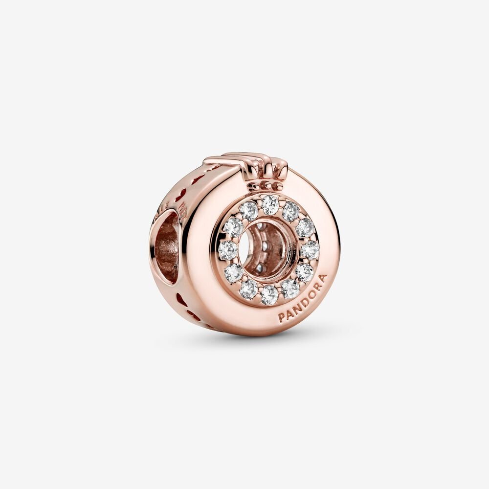 Bille o couronné pavé au centre ajouré, cz incolores pandora rose