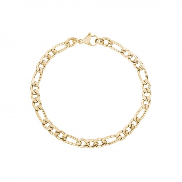 Gold-tone steel Figaro bracelet - AS-B261-8 - Arz Steel