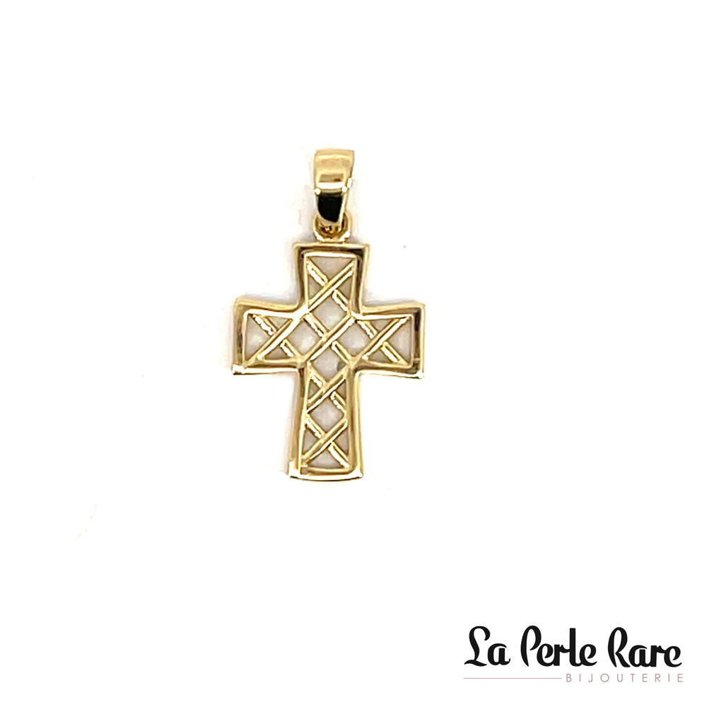 Pendentif croix, or jaune 10 carats - PAZ-3146-J - Exclusivités