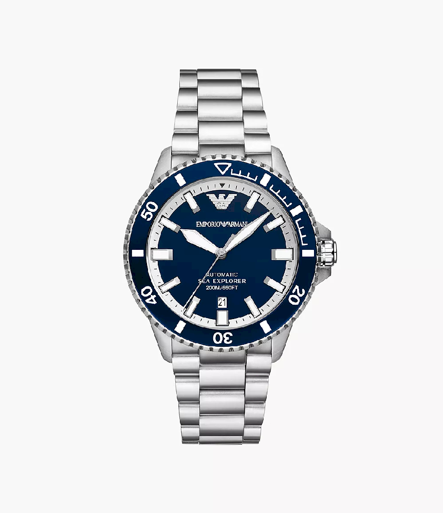 Emporio Armani Sea Explorer automatic watch in stainless steel. - AR60079 - Emporio Armani