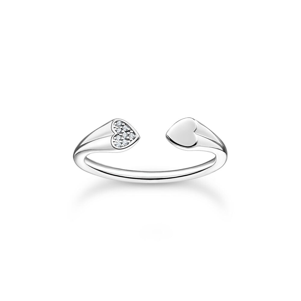 Bague ouverte coeurs argent, zircons blancs - TR2392-051-14-52 - Thomas Sabo