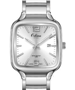 Montre carrée acier, fond blanc - ME3291 - Orlean