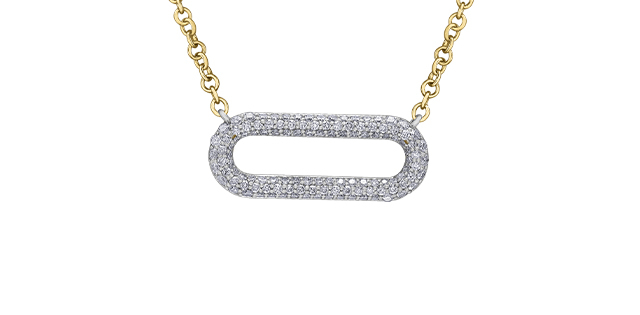 Collier or 2 tons (jaune/blanc) 10 carats, 66 points de diamants total - DD8119WY66 - Corona