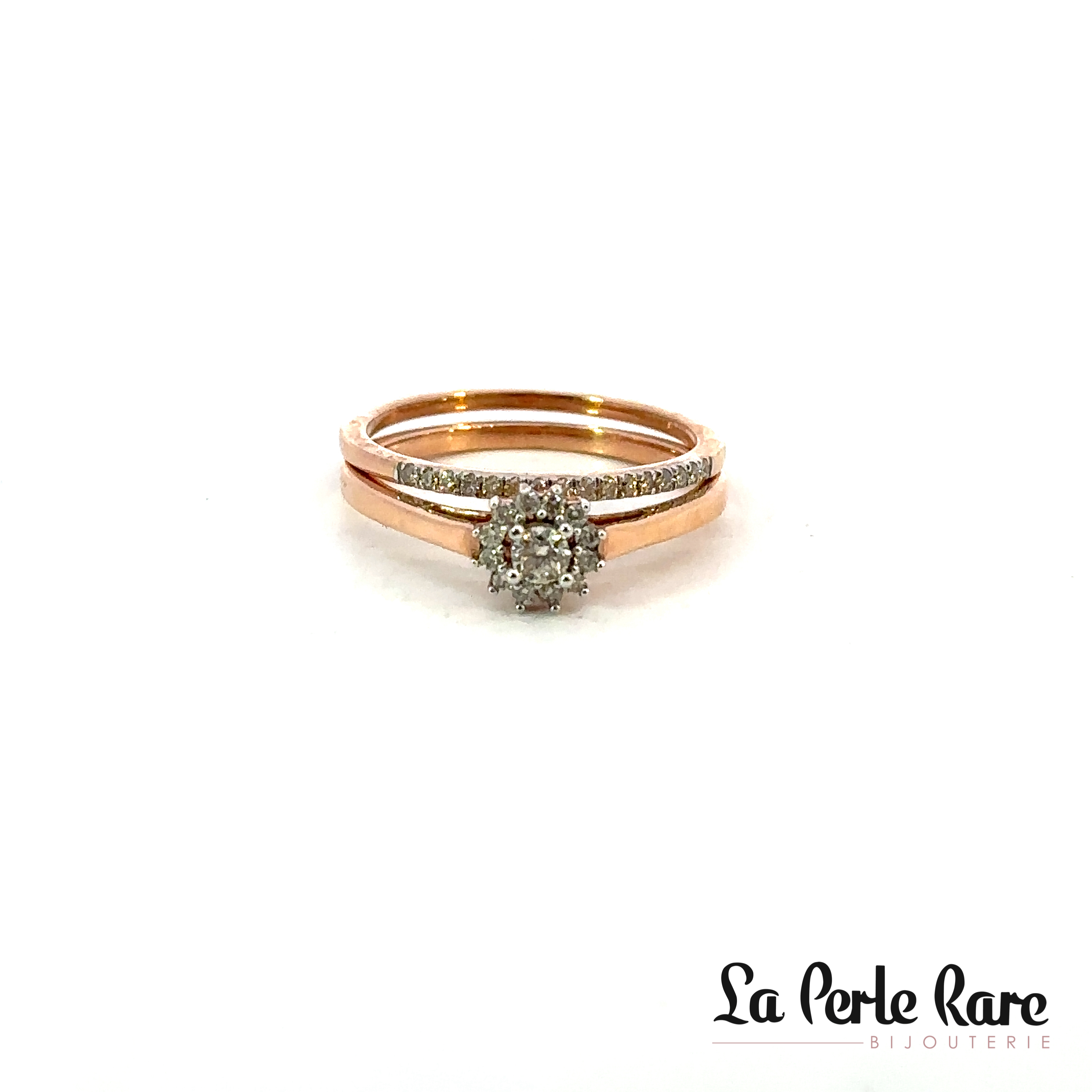 Rose gold wedding bands set with a total of 25 points of diamonds - SKR3894-25R - Exclusivity