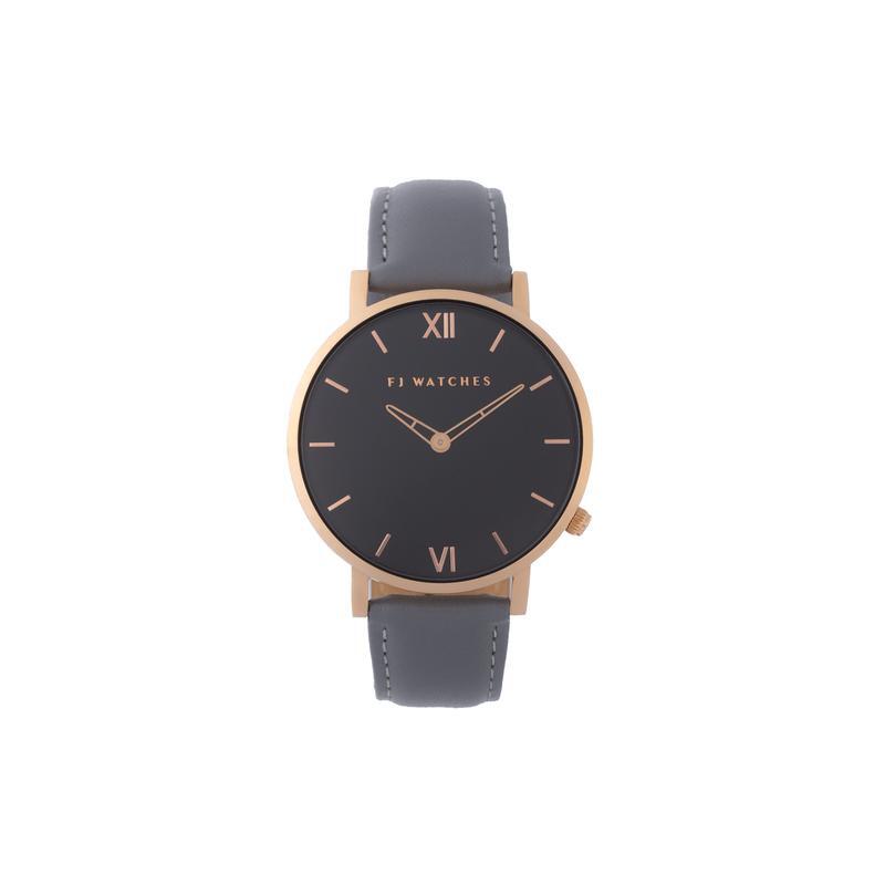 Montre golden moon cuir anthracite acier rosé - 1022-36 - FIVE JWLRY