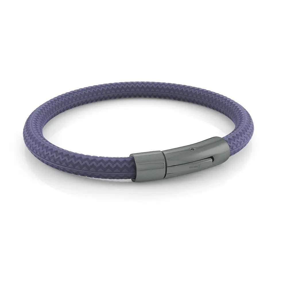 Bracelet acier noir, silicone marine - SBR16-7.5 - Italgem Steel