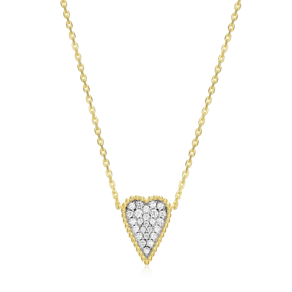 Collier coeur, argent doré, zircons - 30LBY30046 - Elle