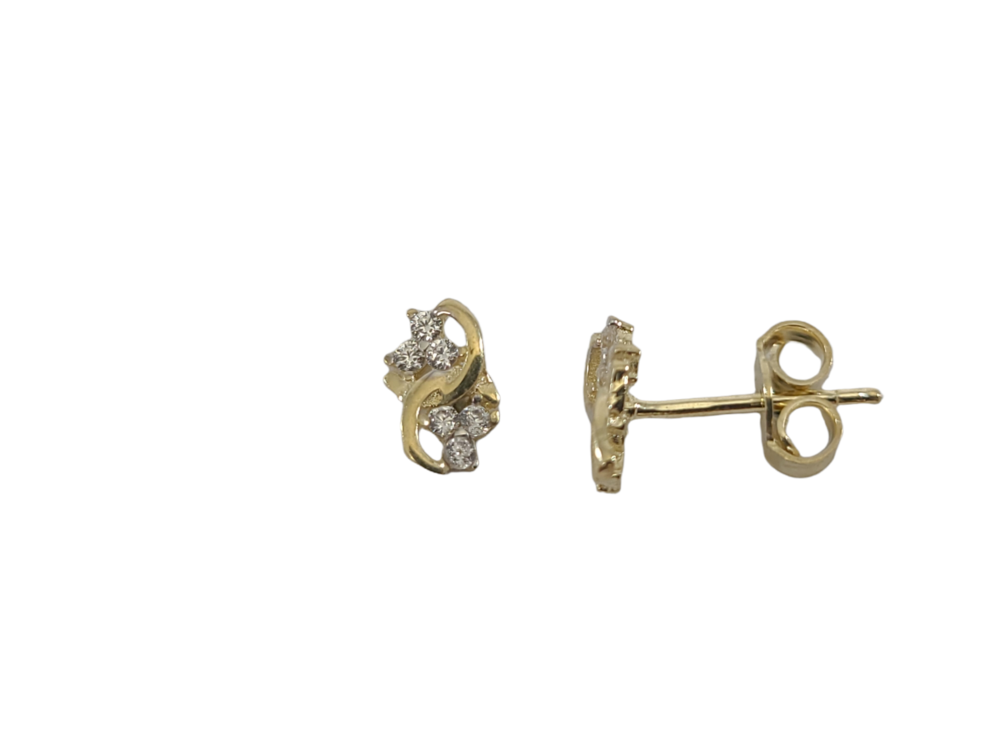 Boucles d'oreilles fixes or jaune 10 carats, zircons incolores - ENM-412-J - Exclusivités