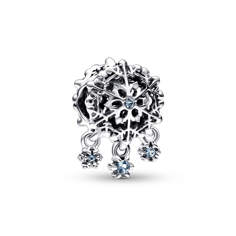 Bille chute de flocons glacés, argent, cristal bleu - 792367C01 - Pandora