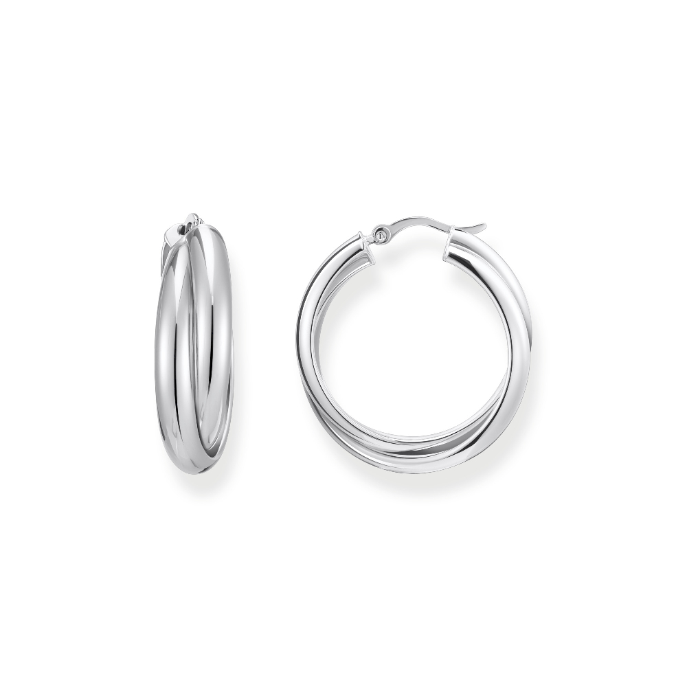 Oversized Interwoven Silver Hoop Earrings