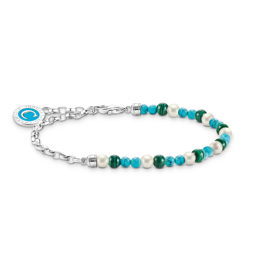 Bracelet argent, perles, malachites et turquoises synthétiques - A2130-158-7-L15V - Thomas Sabo