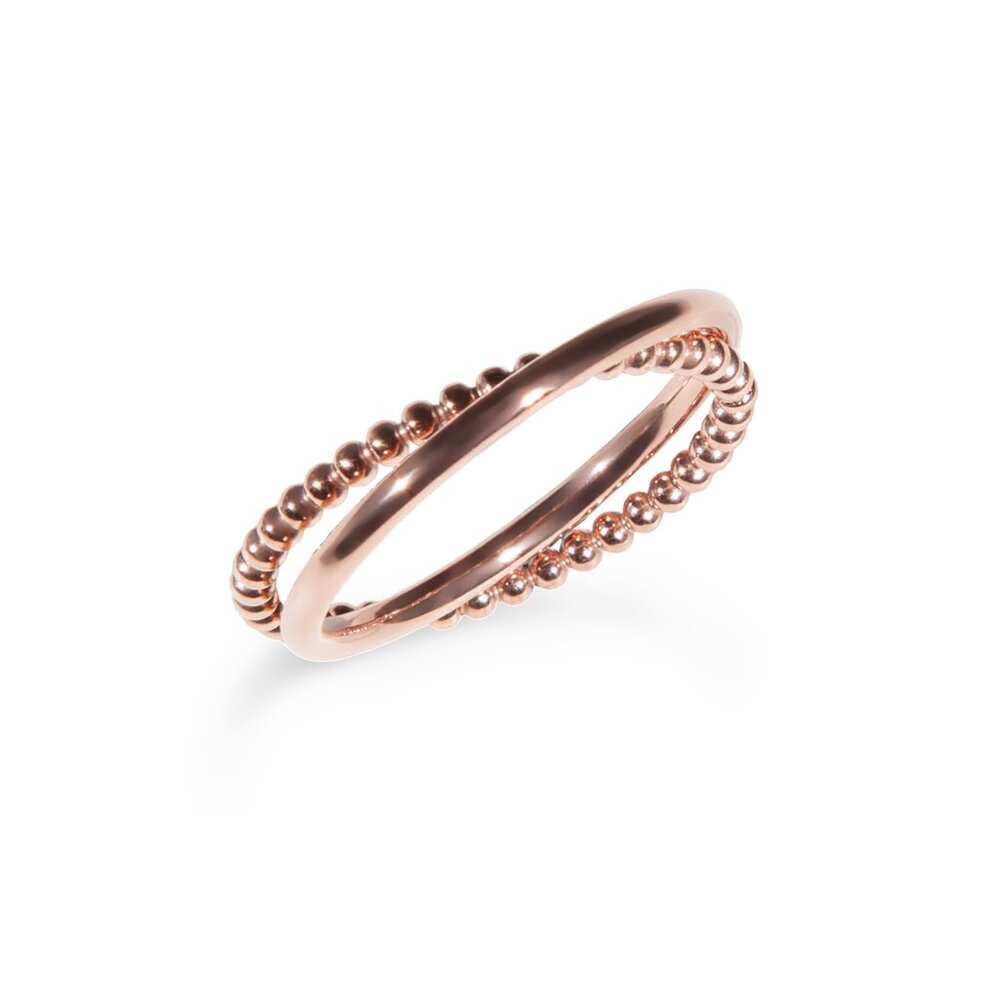 Bague perles duo rosé