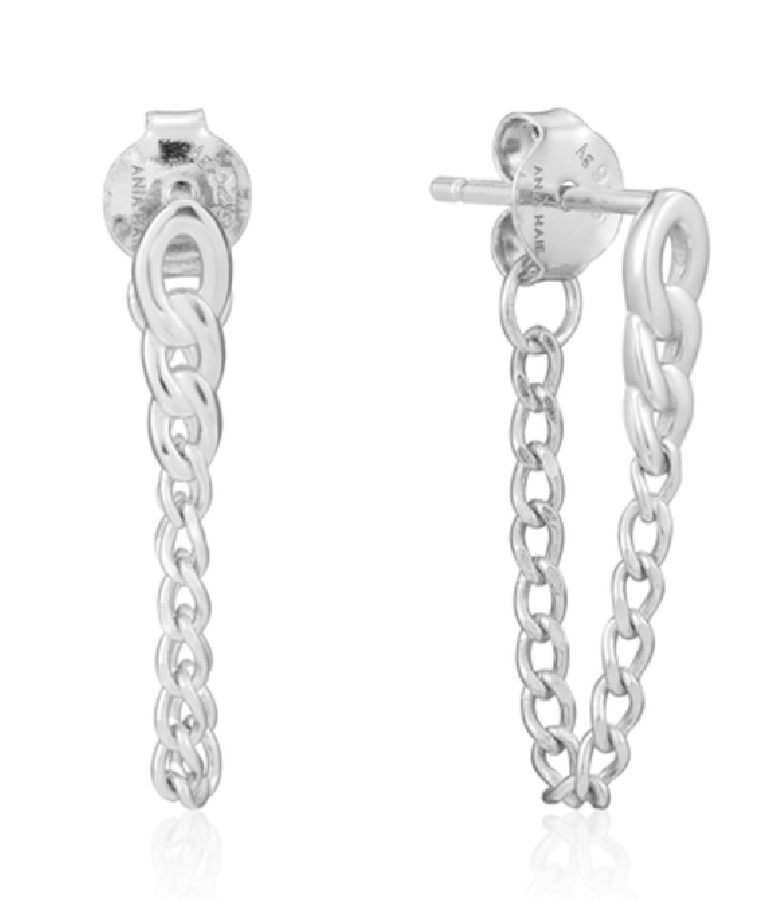 Rhodium-plated silver dangle earrings - E021-03H - Ania Haie