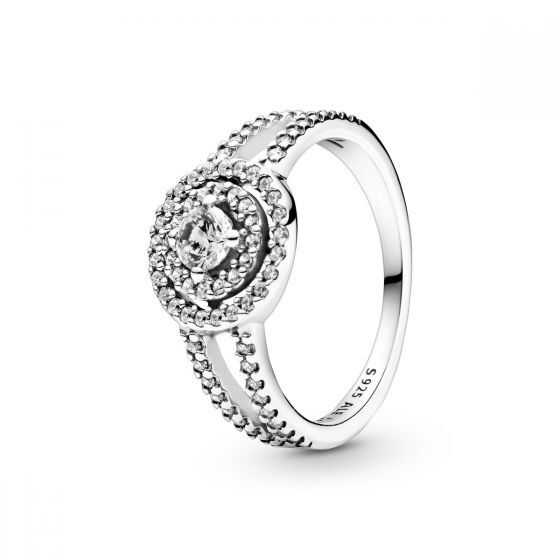 Bague halo double scintillant, argent, zircons - 199408C01-52 - Pandora