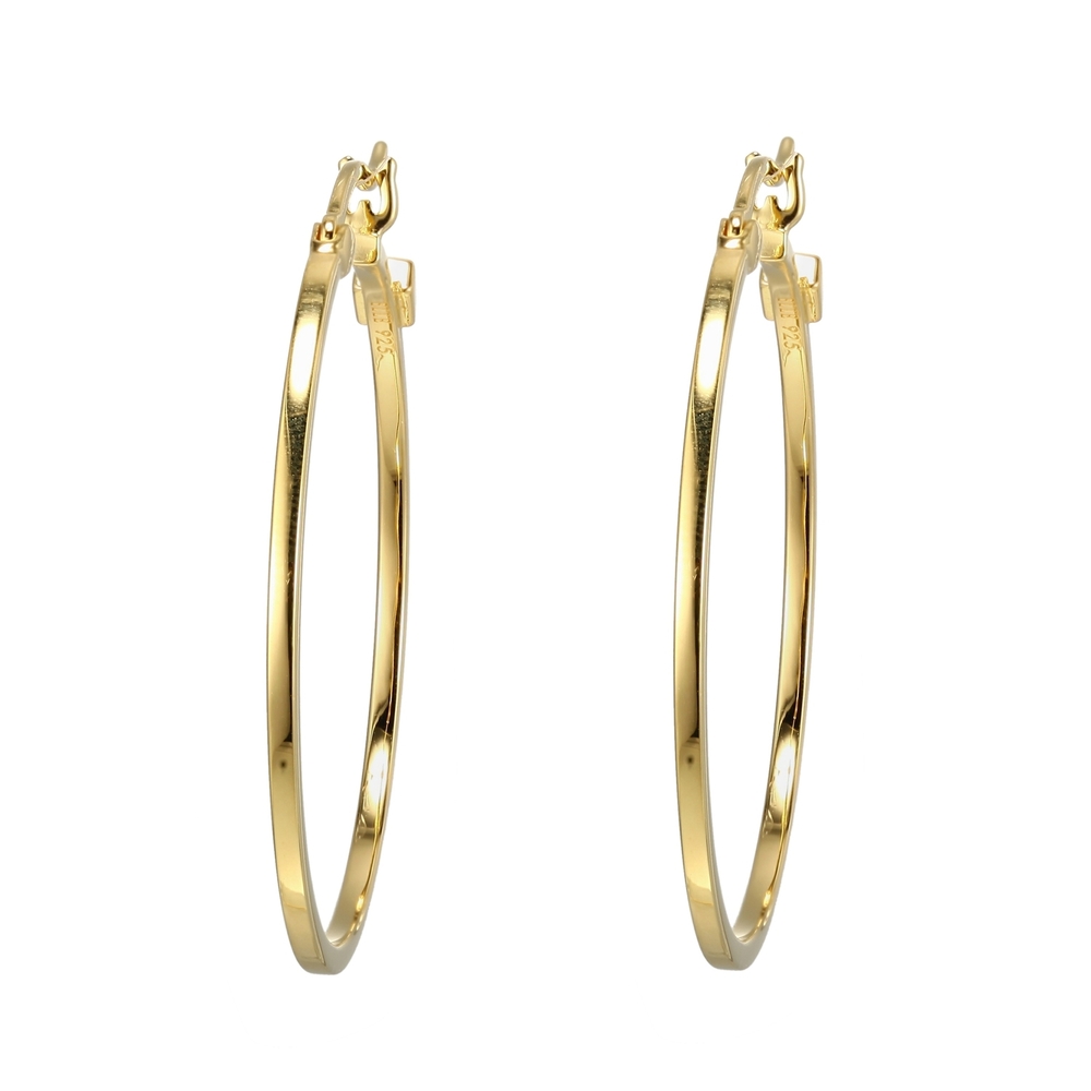  silver hoop earrings, 1in 1/4 gold plated - 32LCFJA00L - Elle