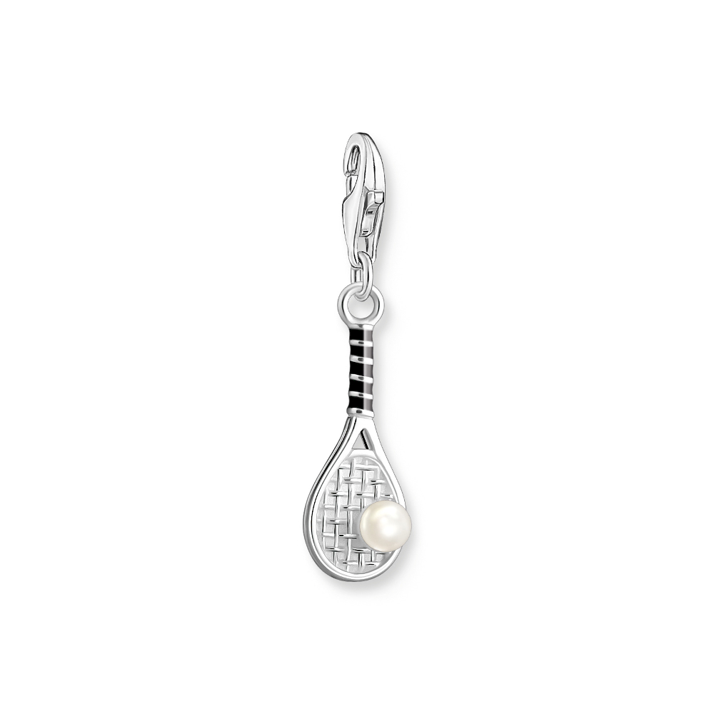 Charm raquette de tennis, argent, perle, émail noir - 2173-158-21 - Thomas Sabo