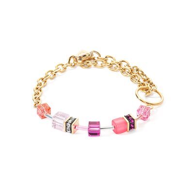 Bracelet acier doré, cristaux roses - 3038-30-0416 - Coeur De Lion