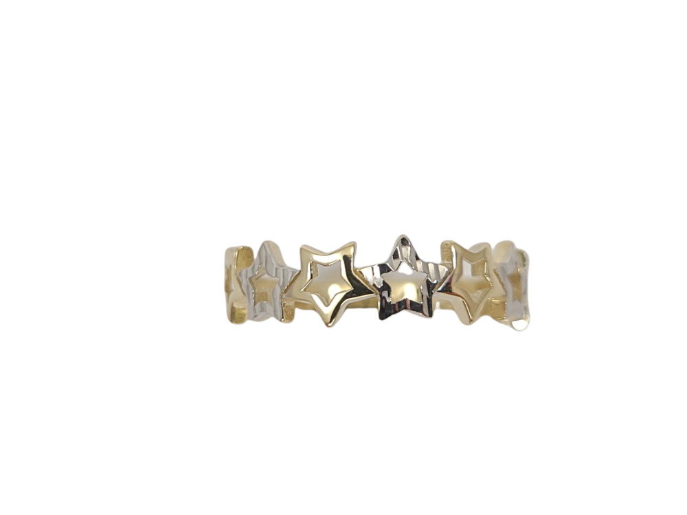 2 tones gold stars ring (yellow/white) - ROZ-3546-2T - Exclusivity